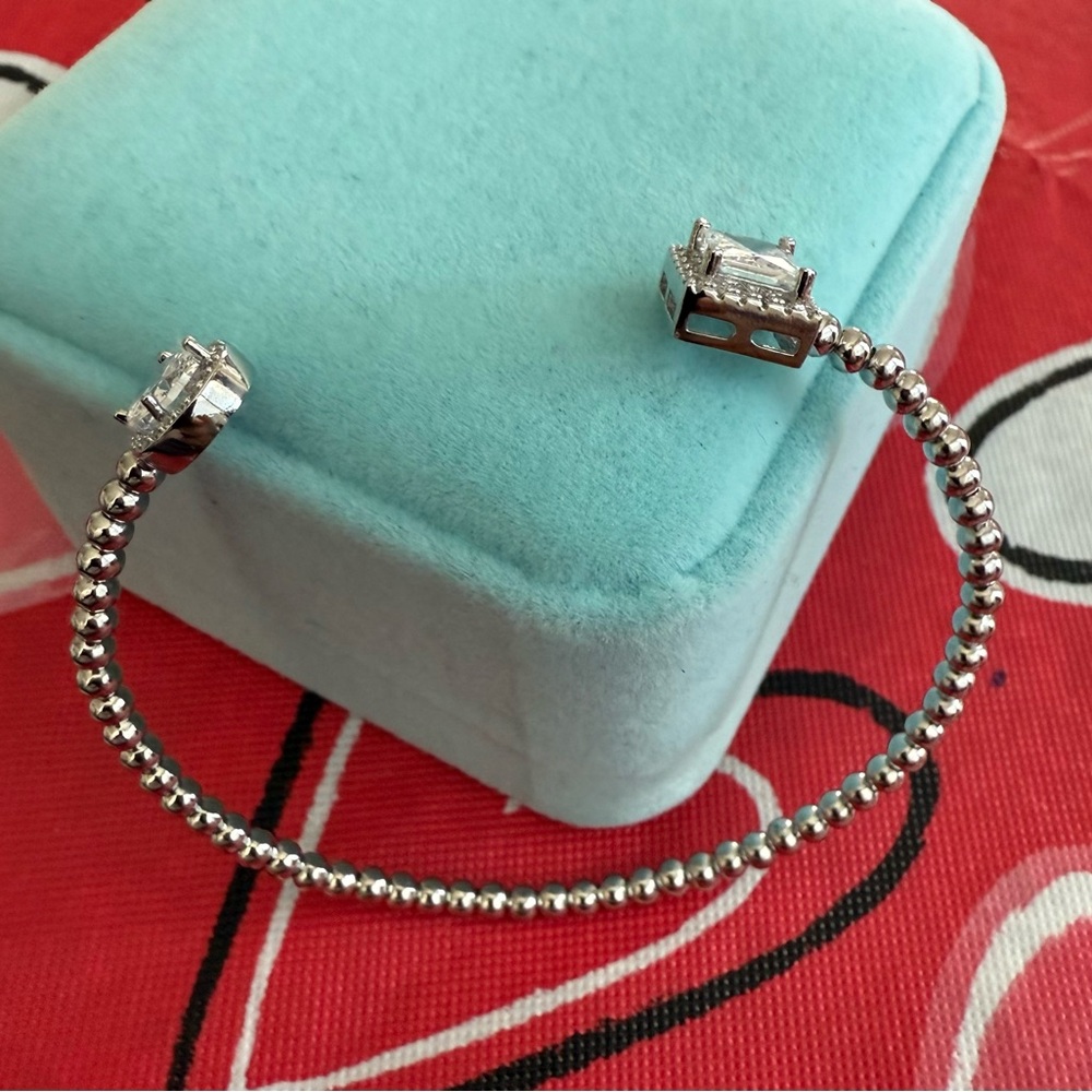 Sterling Silver 925 beaded cuff bracelet